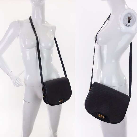 Vintage Lanvin Paris Purse Crossbody Shoulder Bag Logo Print Canvas and Leather - Picture 10 of 15